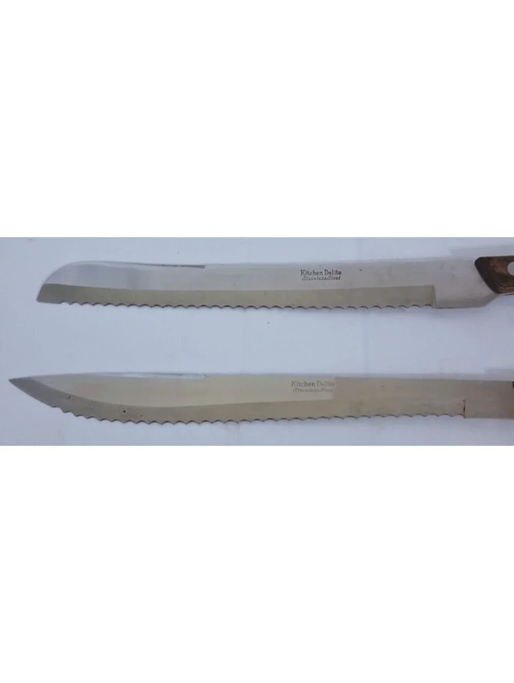 Vintage KITCHEN Delite Knife Set 2pc Stainless Steel Japan Serrated Wood Handles
